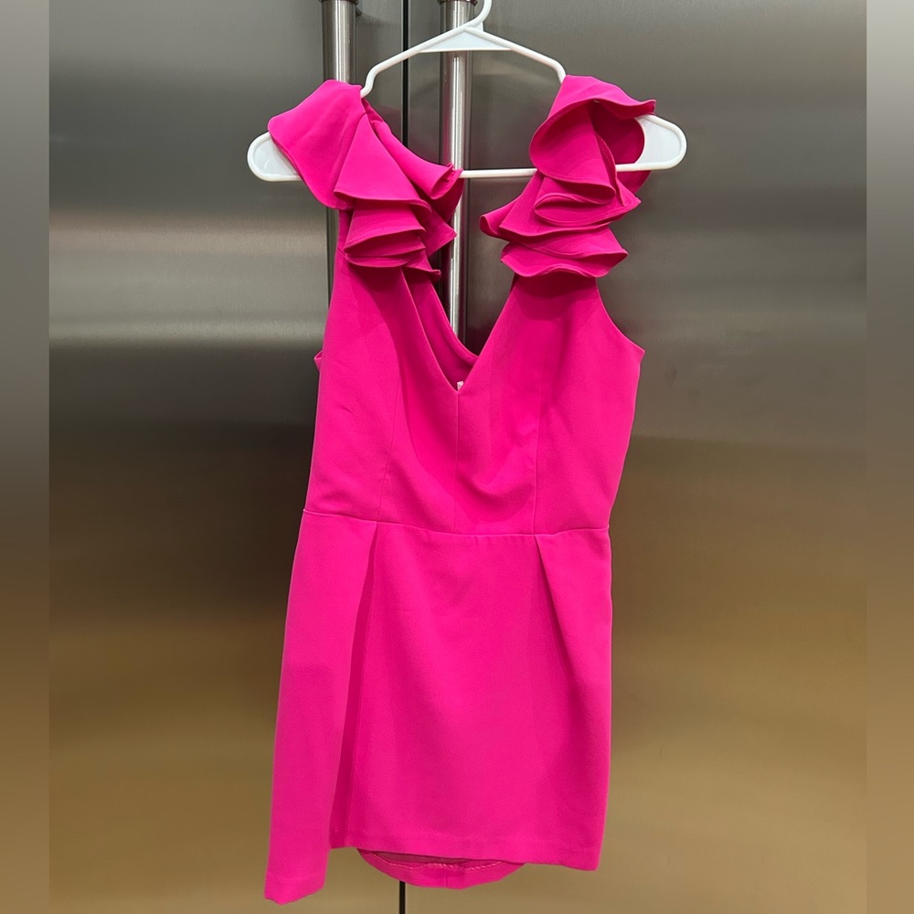 Amanda Uprichard Fuchsia Dress with Ruffle Detail